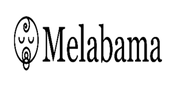 Logo with the text 'Melabama' and a stylized face icon on a white background