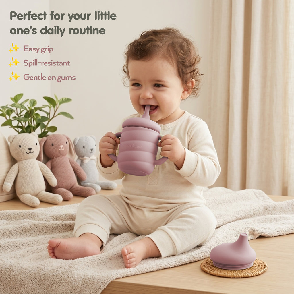 Baby Led Weaning Set 10 Pcs | BPA Free Silicone, Suction Plate with Lid, Suction Bowl, Adjustable Bib, 3-in-1 Sippy Cup, Fruit Feeder, Stainless Steel & Wooden Handle Spoons and Forks - Gift Ready