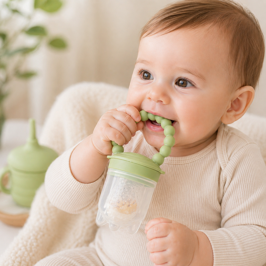 Baby Led Weaning Set 10PCS | BPA-Free Silicone, Suction Plate with Lid, Suction Bowl, Adjustable Bib, 3-in-1 Sippy Cup, Fruit Feeder, Stainless Steel & Beechwood Handle Spoons and Forks | Gift Ready